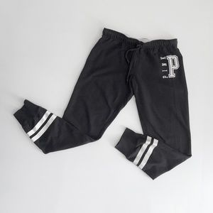 Victoria’s Secret PINK Black w/White Stripe Sweatpants Size S